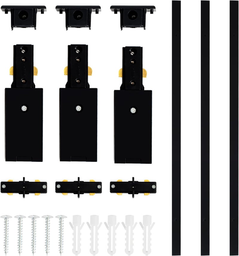 VANoopee H Track Lighting Rails Kit, 10FT H Type Track Rails Black with End Caps and Live End Feed Connector, Compatible with Single Circuit 120V H Style Track System - Image 1